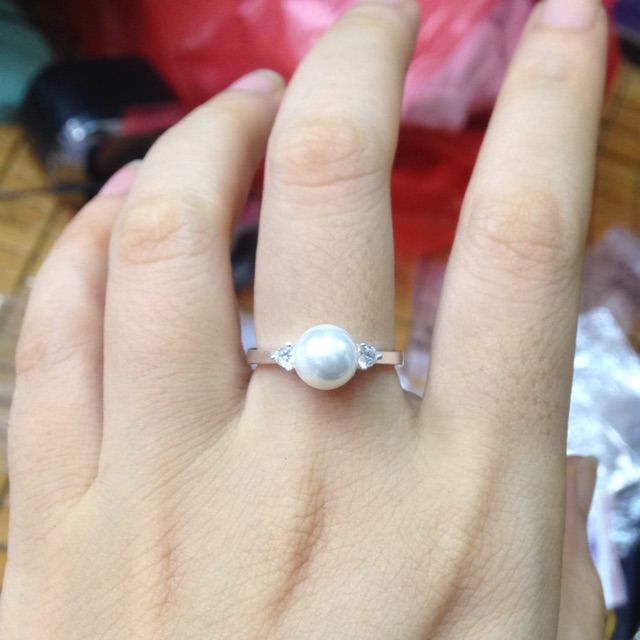 Nhẫn Ngọc trai nhân tạo bạc ta
