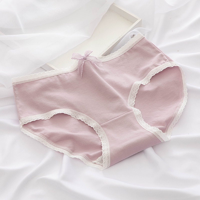 Quần lót nữ phối viền ren nhiều họa tiết đính nơ gợi cảm đáy quần 100% cotton thoáng khí thấm hút ẩm NORICHIP.