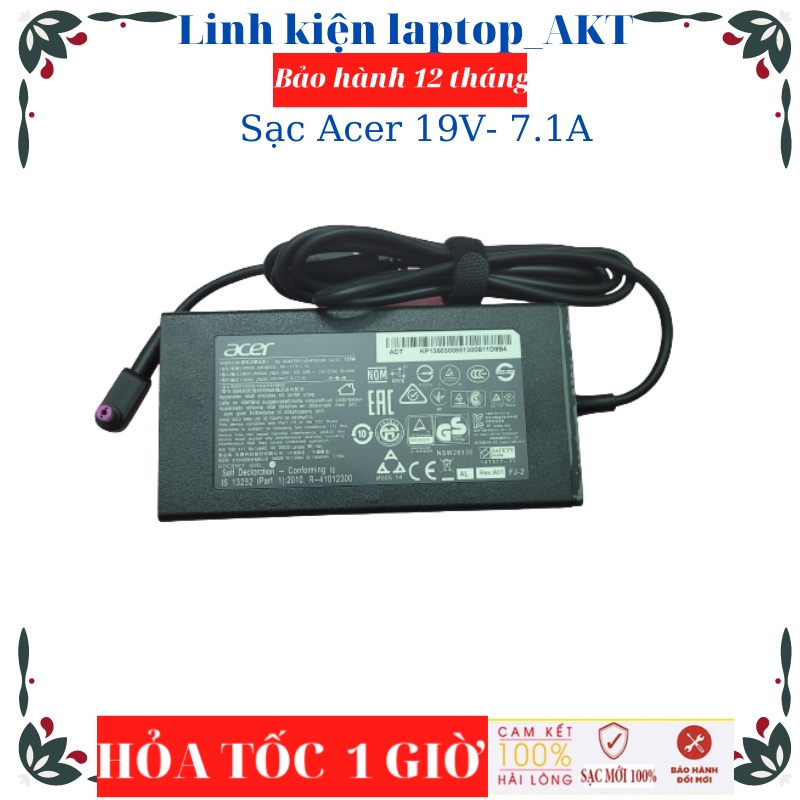 Sạc laptop Acer 19V-7.1A-135W-ZIN Aspire 7 V15 V17 8940 9800 9810 9920 L100 L310 L320 T5000 Travelmate 2700 2000 2100