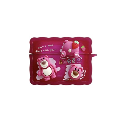 Vỏ Bảo Vệ Hộp Sạc Tai Nghe Bluetooth airpods 1 2 pro Bằng tpu Mềm Hình Gấu Dâu Tây 3d Dễ Thương Hoạt Hình