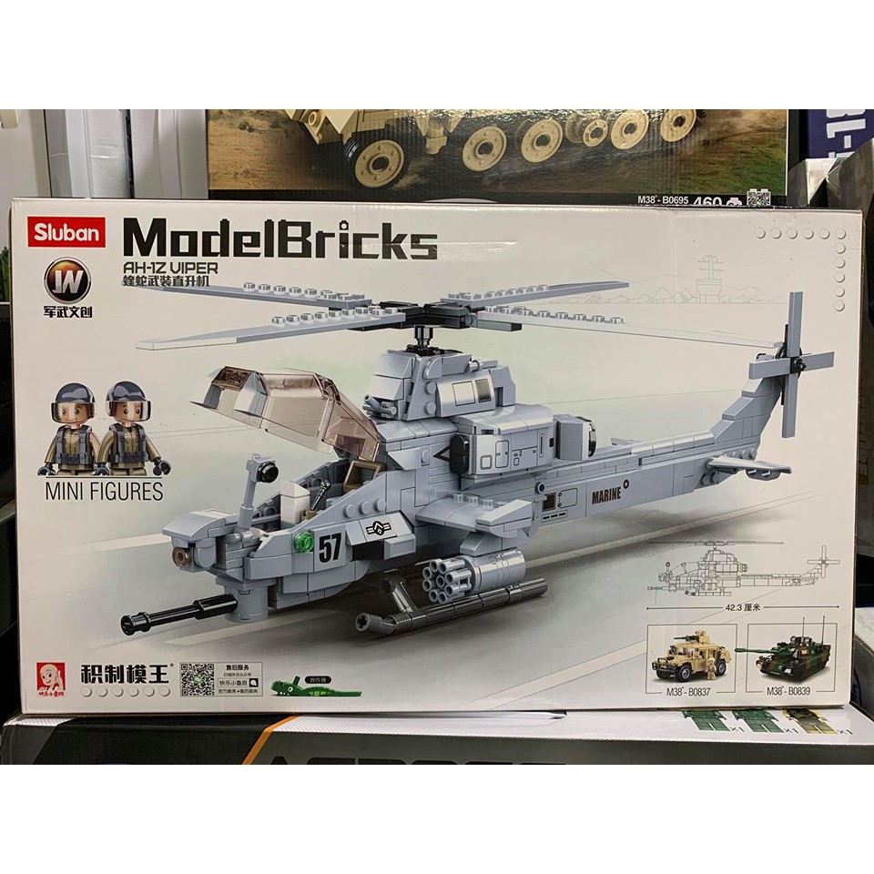 Lego Army Sluban M38 B0838 Máy bay trực thăng chiến đấu AH - 1Z Viber