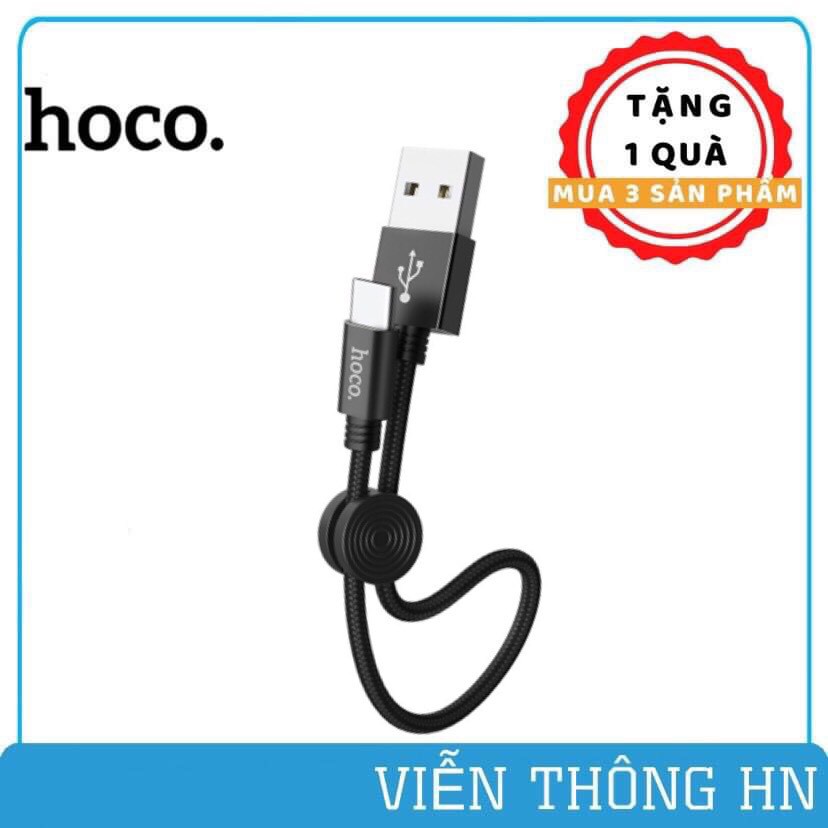 Dây sạc ngắn 25cm iphone micro type c Hoco X35 - cáp sạc bọc dù  dùng pin sạc dự phòng iphone oppo,..vv