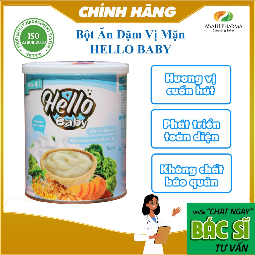 Bột Ăn dặm HELLO BABY 350gr Vị mặn cho trẻ từ 4 tháng tuổi trở nên -Bổ sung nguồn dinh dưỡng tối ưu cho bé.