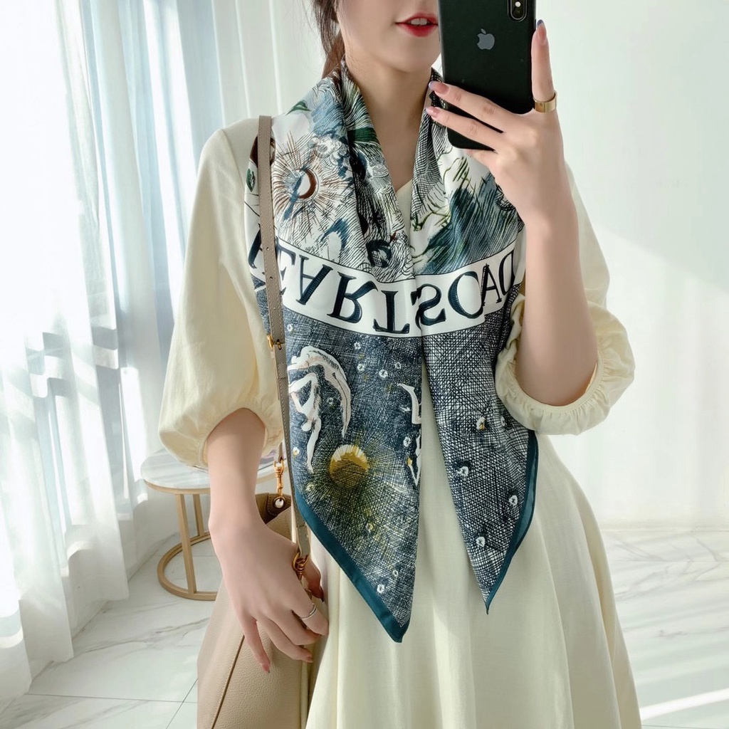 Khăn Choàng Vuông 90cms(35.4inch) Thời Trang Thoáng Khí Phong Cách Hồi Giáo WJ1007-17