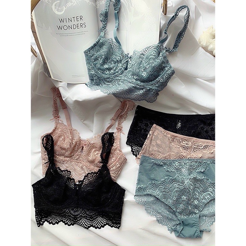 Bộ đồ lót B046 Mand ren nơ có gọng không mút siêu sexy