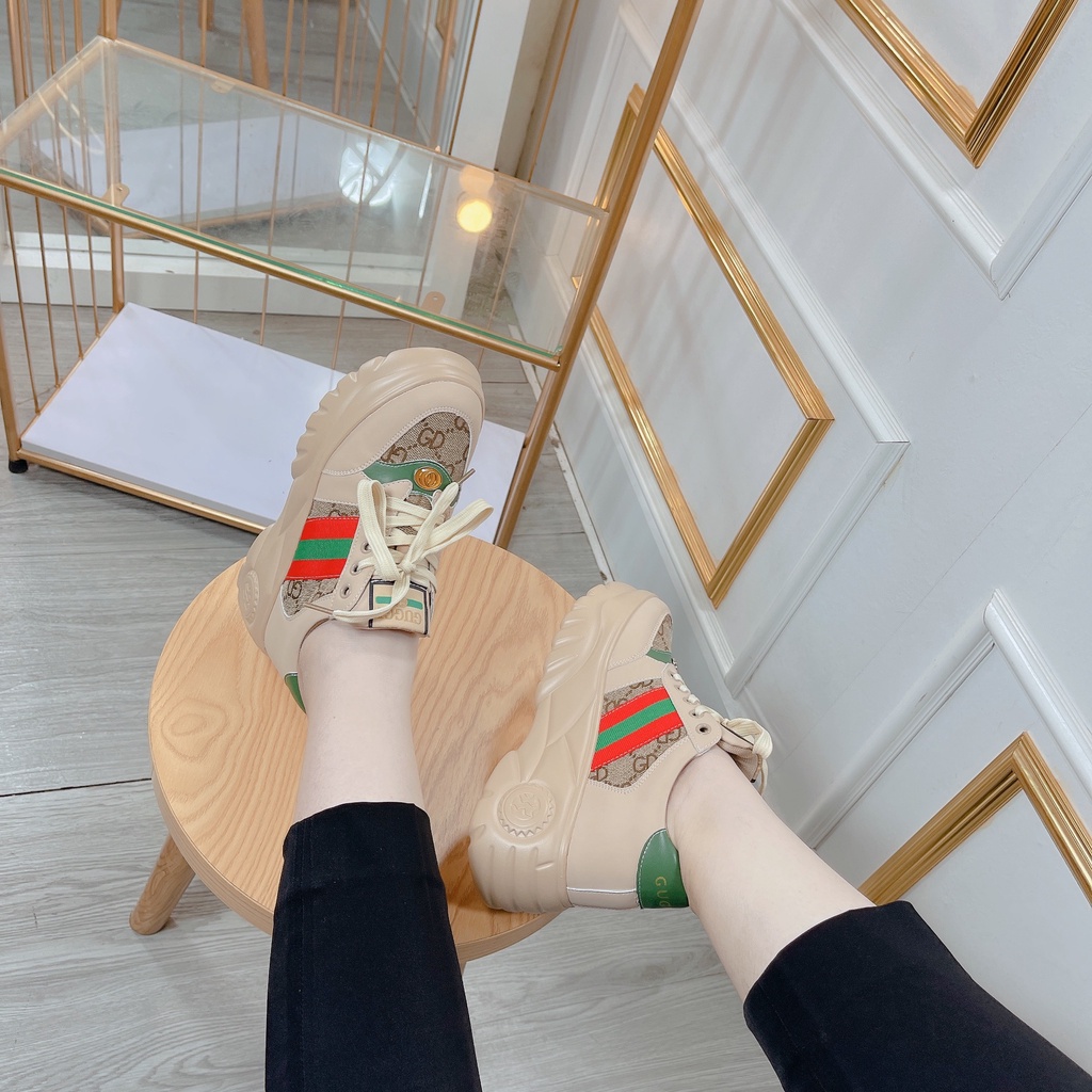 H Giày Thể Thao Nữ Đế 7p Xanh Lá Da Mềm Êm Fullbox Bill Túi Hãng Cao Cấp