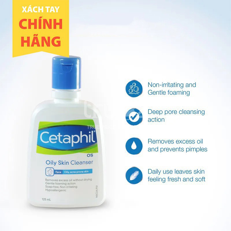 GIẢM GIÁ Sữa rửa mặt cho da hỗn hợp da dầu mụn Cetaphil Oily Skin Cleanser 500ml (xách tay) | Xuất xứ: Australia - Úc SA