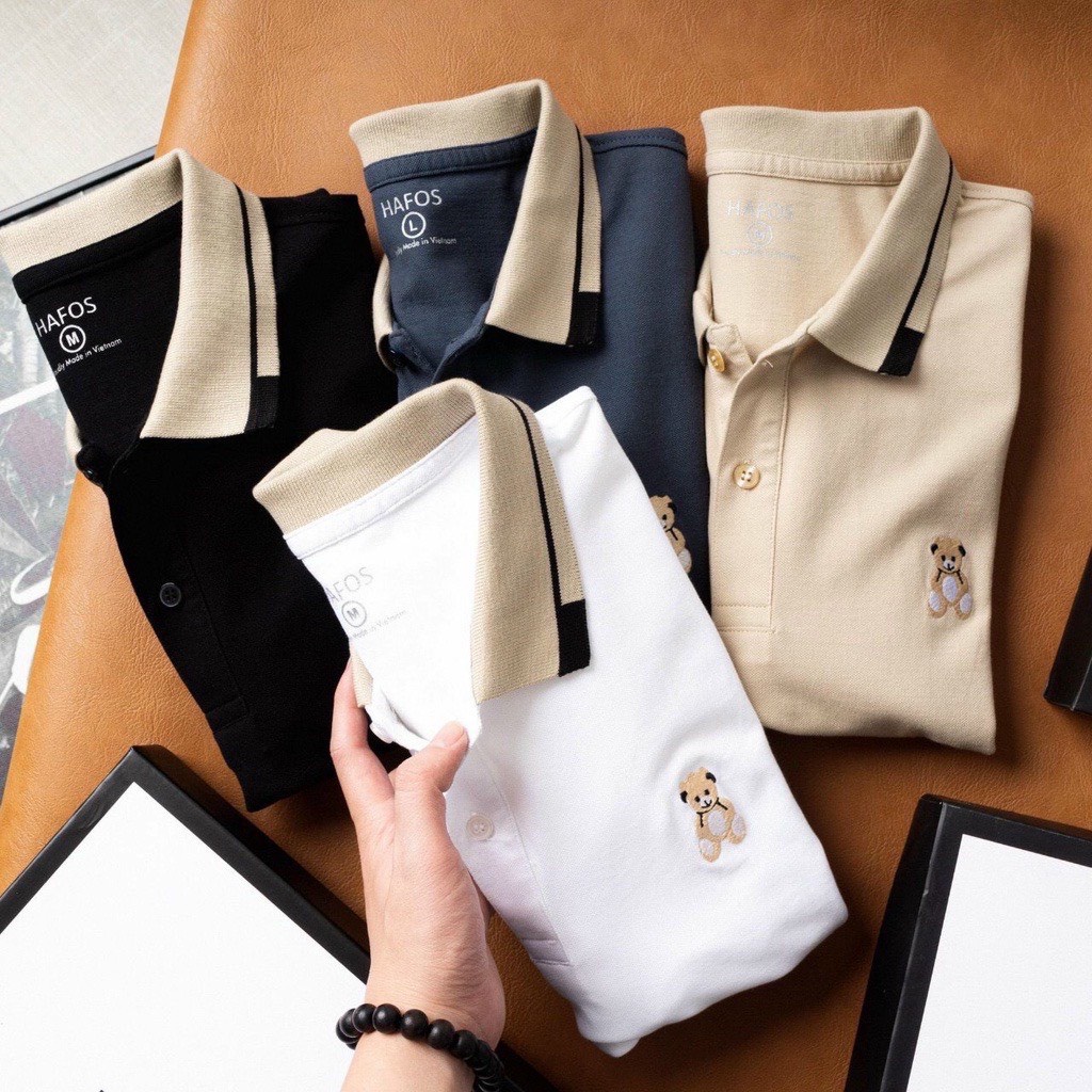 Áo Polo Nam Gấu cổ bẻ thun basic cộc tay vải cá sấu cotton