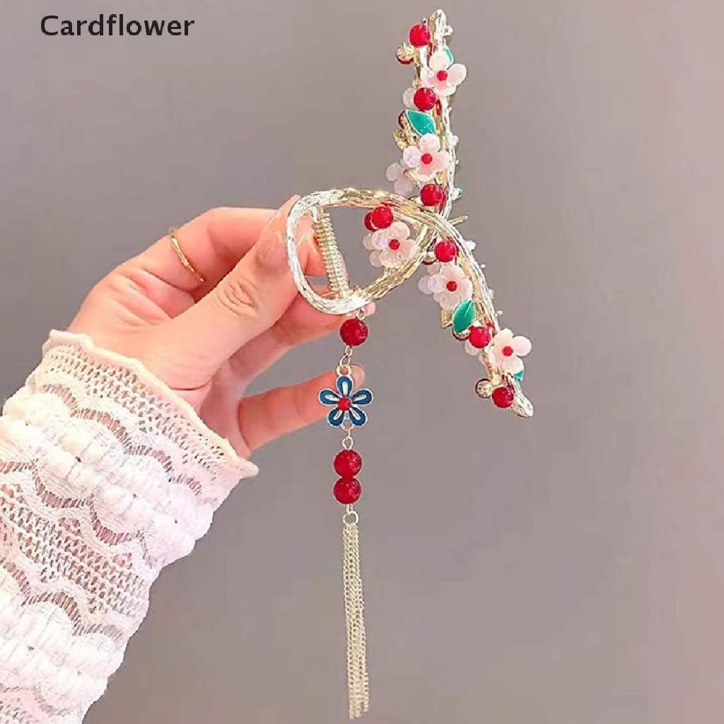 < Cardflower > Kẹp Tóc Càng Cua Hoa Hợp Kim Đính Ngọc Trai Phong Cách Trung Quốc Retro Cho Nữ