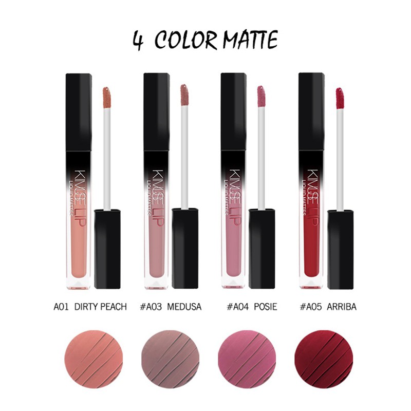 KIMUSE 4Pcs/Set LIQUID MATTE LIPSTICK y Lip Soft Veet Waterproof Lip Tint Long Lasting Lip Gloss Makeup Nude Cosmetic | BigBuy360 - bigbuy360.vn