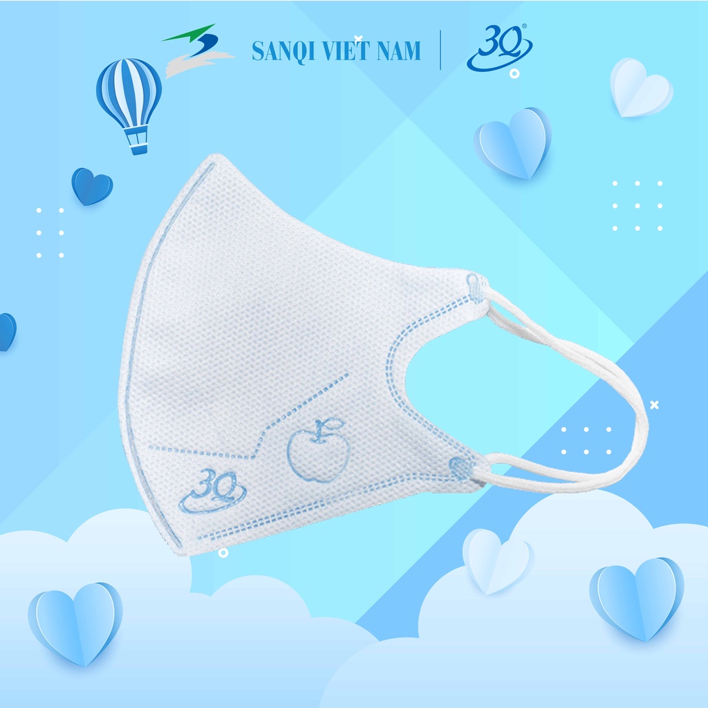 Túi 10 cái Khẩu trang in hình táo cực xinh cho bé từ 2-12 tuổi