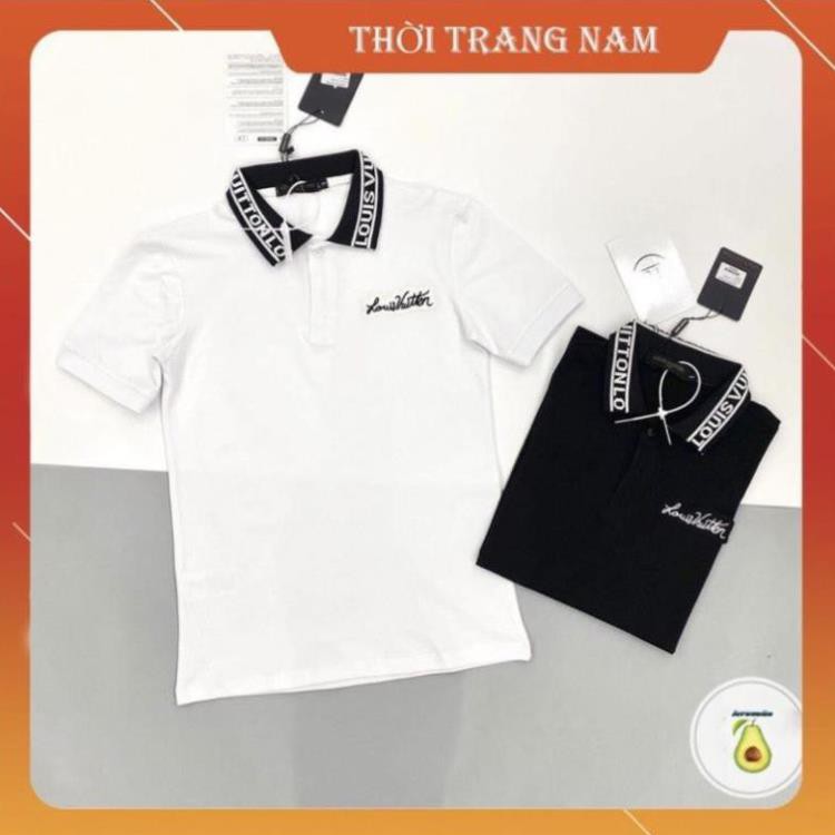 Áo phông polo LV chữ viền cổ, áo phông nam - Bơ Qoutique New  ཾ  ྇