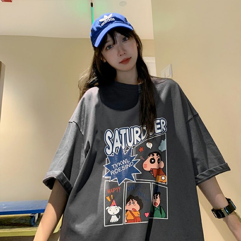 Áo thun tay lỡ nam nữ, áo phông unisex form rộng chất cotton mát mịn thấm hút mồ hôi hình hoạt hình | BigBuy360 - bigbuy360.vn