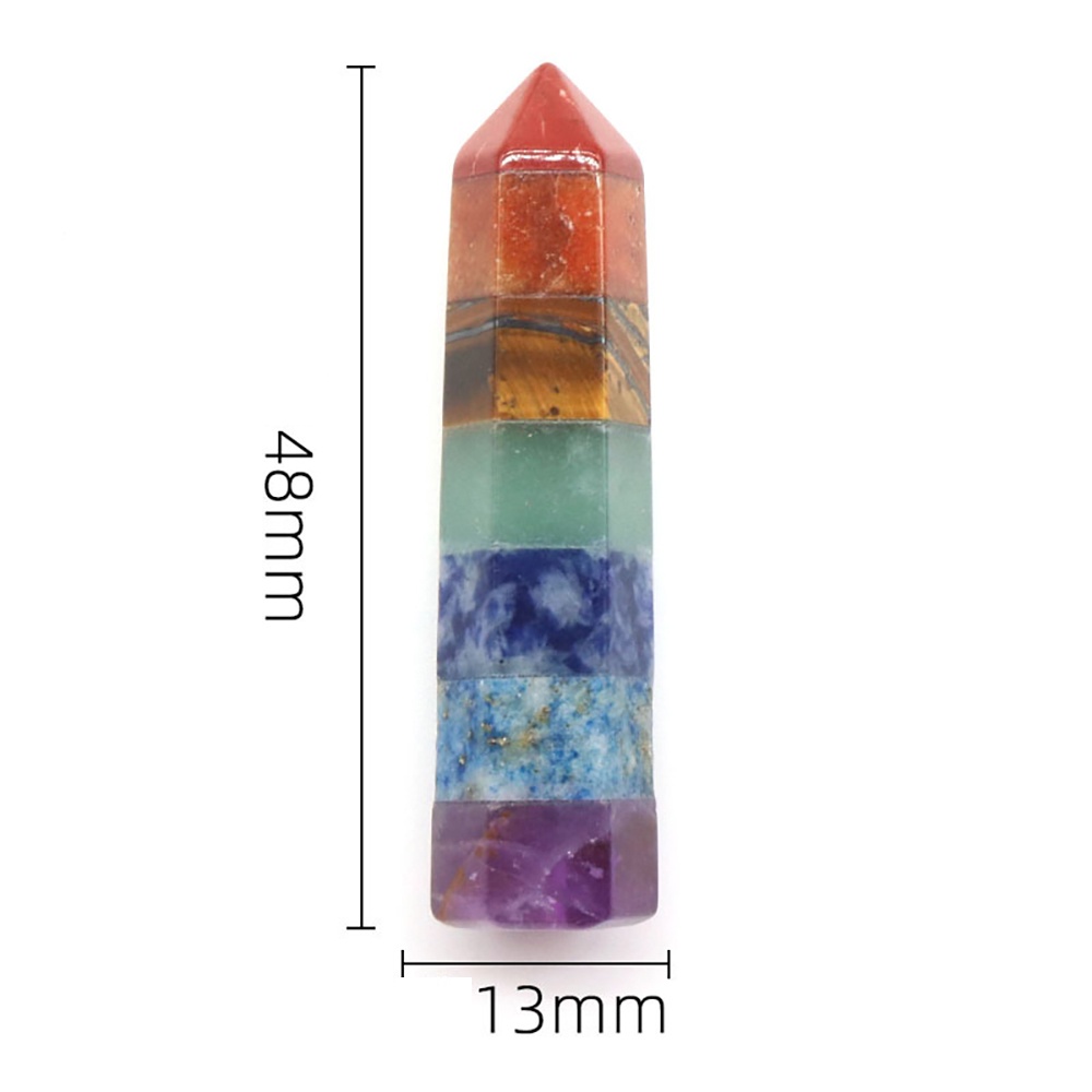 Trụ Đá Phong Thủy Hexagonal 7 Chakra 13x48 mm DA66