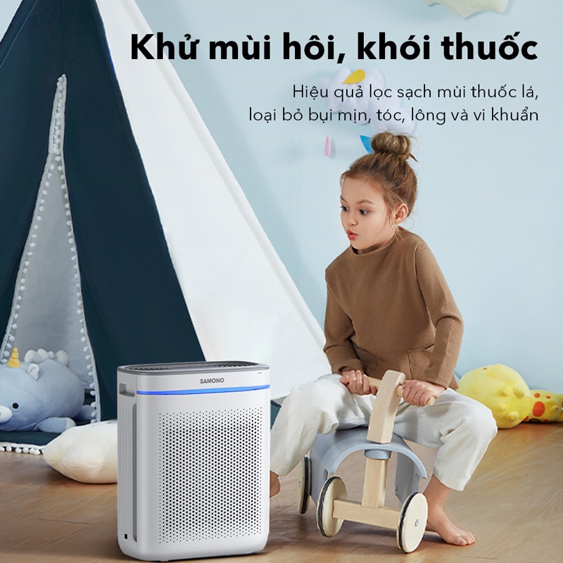 Máy lọc không khí SAMONO SW-APW200, bộ lọc Hepa 4 lớp, màn hình cảm ứng, đèn báo tình trạng không khí, BH 12 tháng