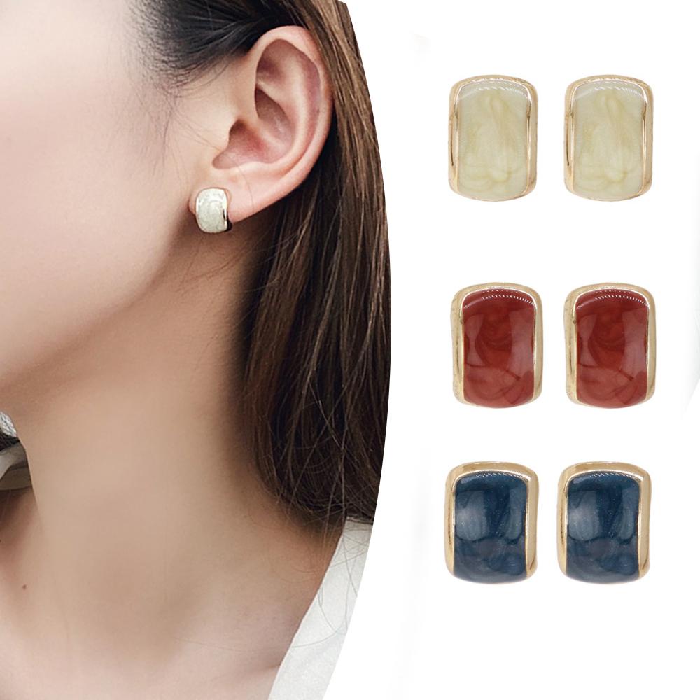 MXGOODS Bông Tai Chữ C Tráng Men Thanh Lịch