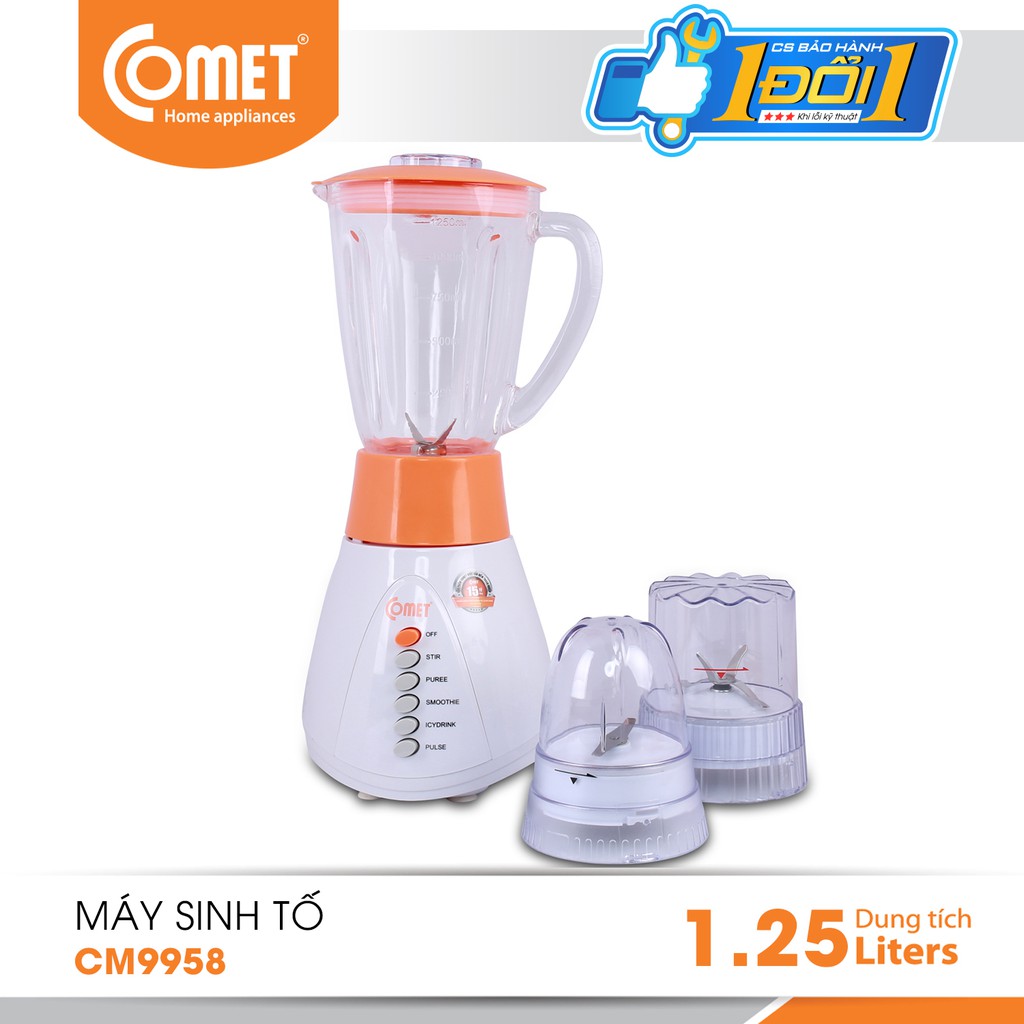 Máy xay sinh tố cối thủy tinh 1.25L COMET - CM9958