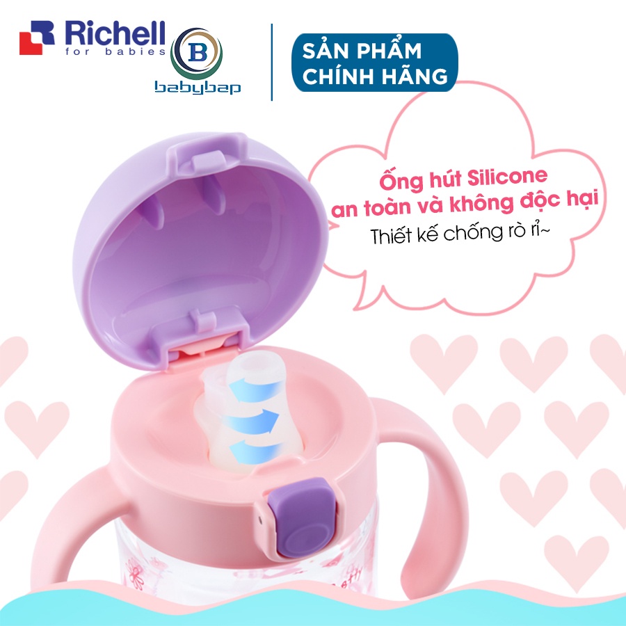 Bình Tập Uống T.L.I Richell 200ml Tích Hợp Giải Pháp Tập Uống 2 Trong 1