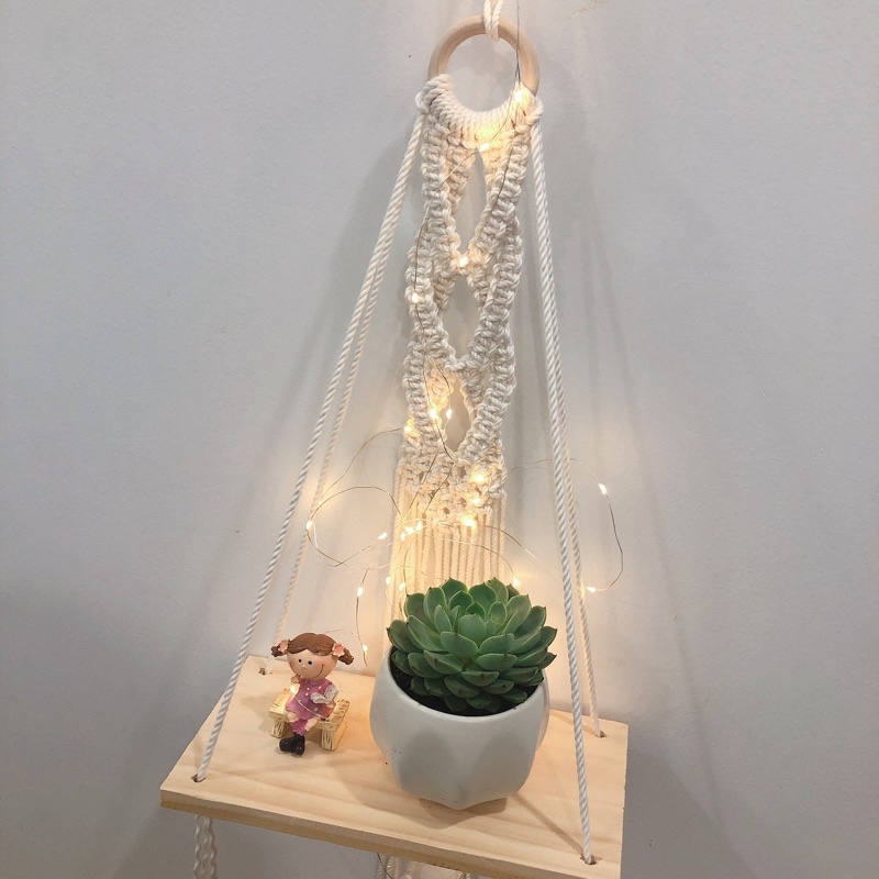 FREESHIPk3 Kệ gỗ tết macrame kệ treo trang trí nội thất