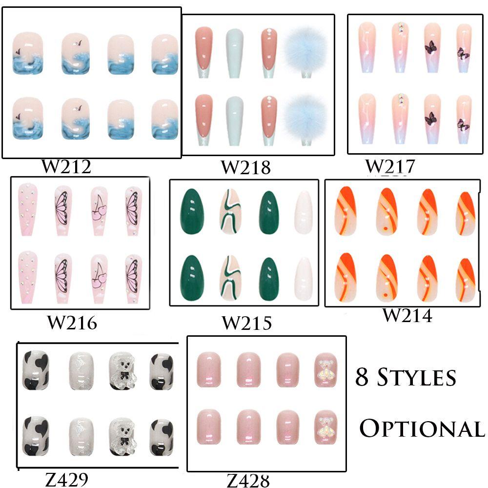 XIANTIN Bộ 24 Móng Tay Giả Hình Gấu Và Bướm Xinh Xắn