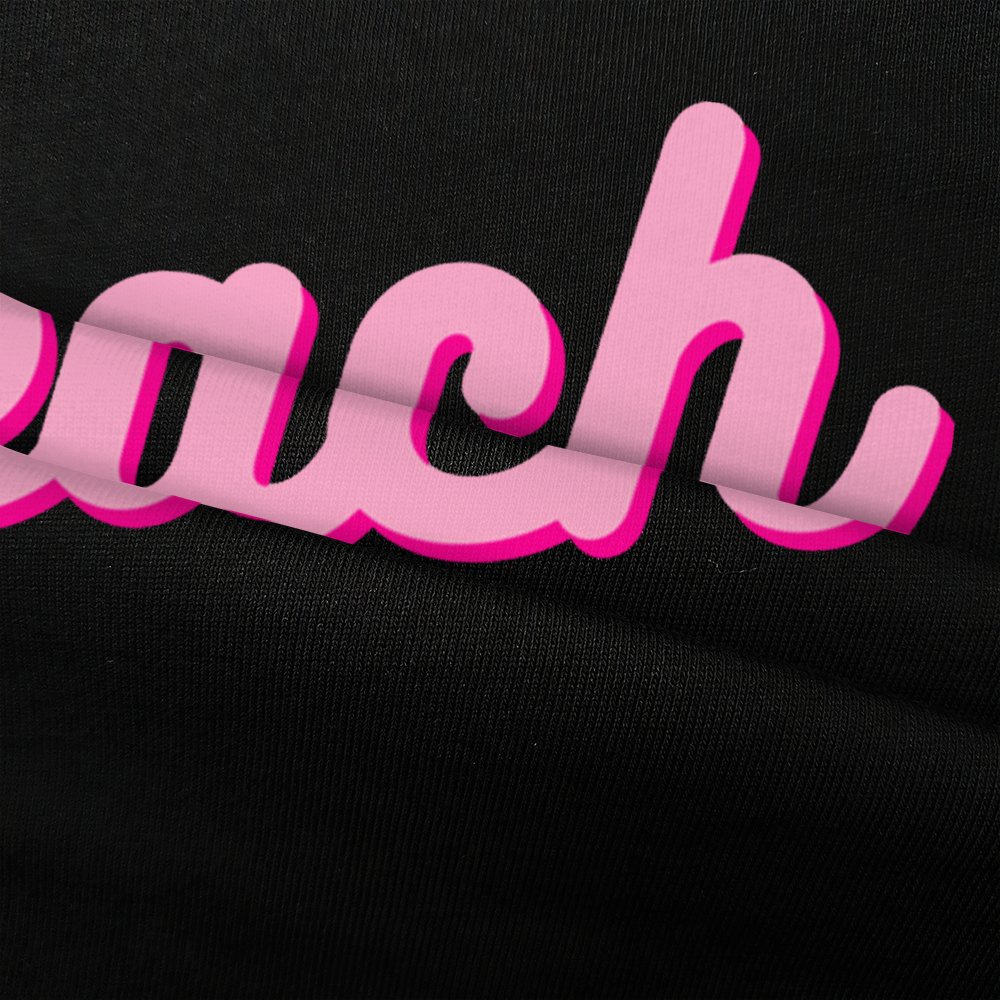 Áo thun nữ cổ tròn Cotton thoáng mát chữ beach hồng dễ thương MVR KK3918