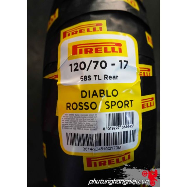 Vỏ lốp xe máy Pirelli Diablo Rosso Sport đủ size 70/90-14 80/90-14 90/90-14 70/90-17 80/90-17 120/70-17 100/80-17