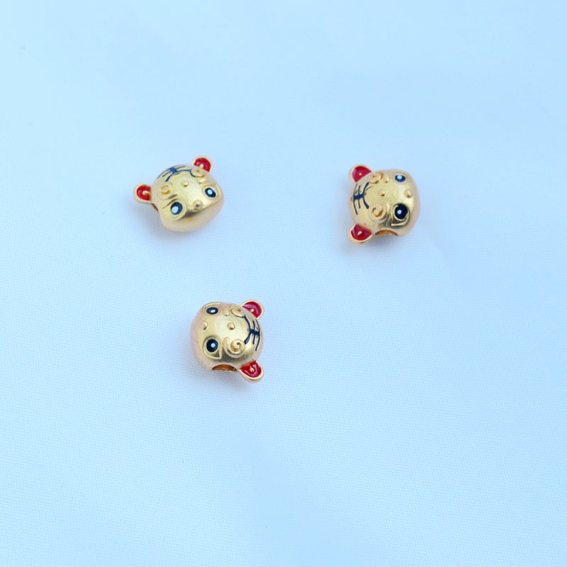 Hạt Xỏ Vòng Tay/Dây Chuyền/Vòng Cổ Màu Vàng 18k Mặt Hình Hổ Hoạt Hình diy