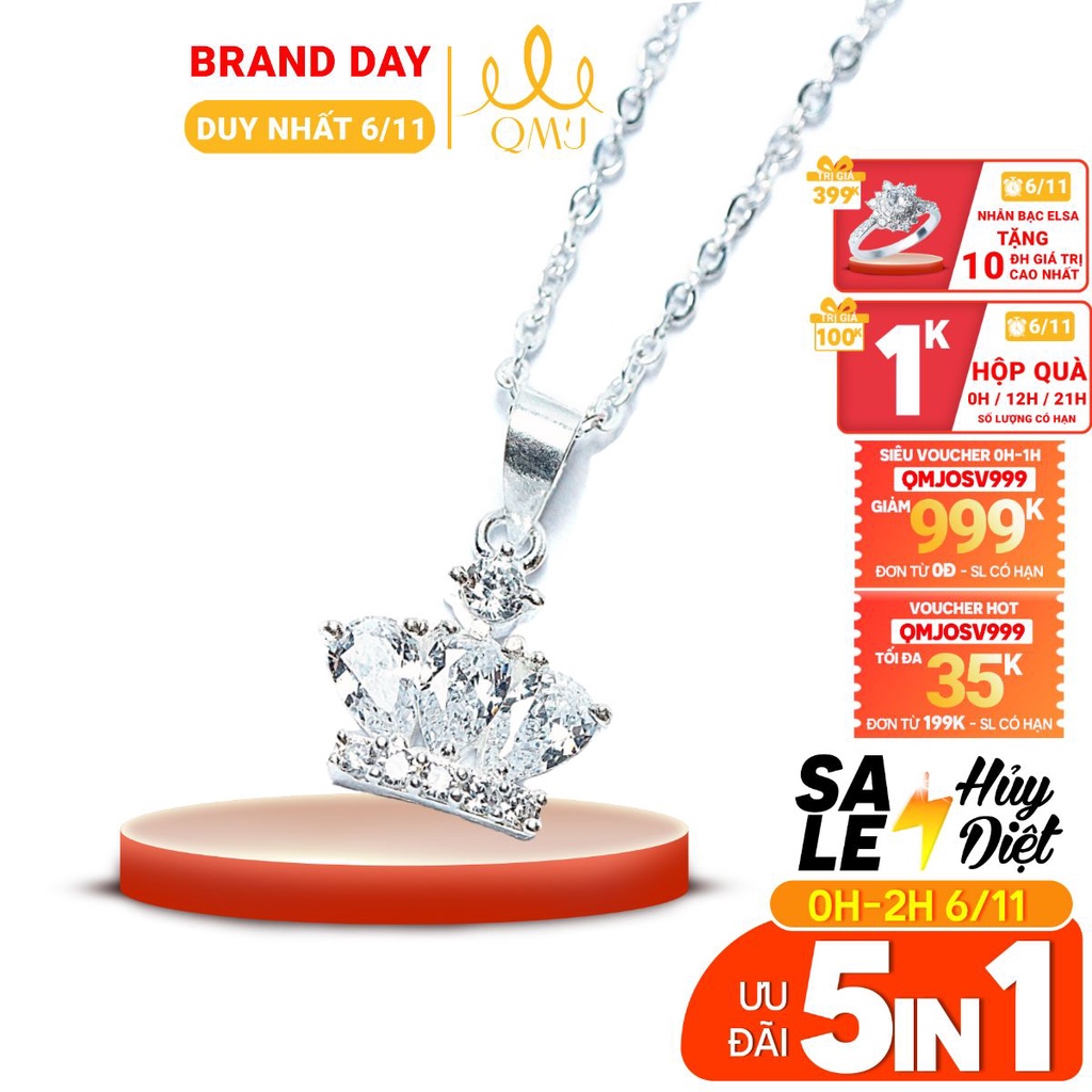  Dây chuyền bạc QMJ Vương miện nạm đá giọt nước tinh xảo - Q066