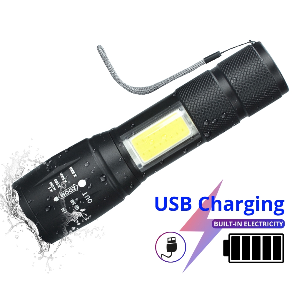 Đèn pin led có thể sạc COB T6 tiện dụng