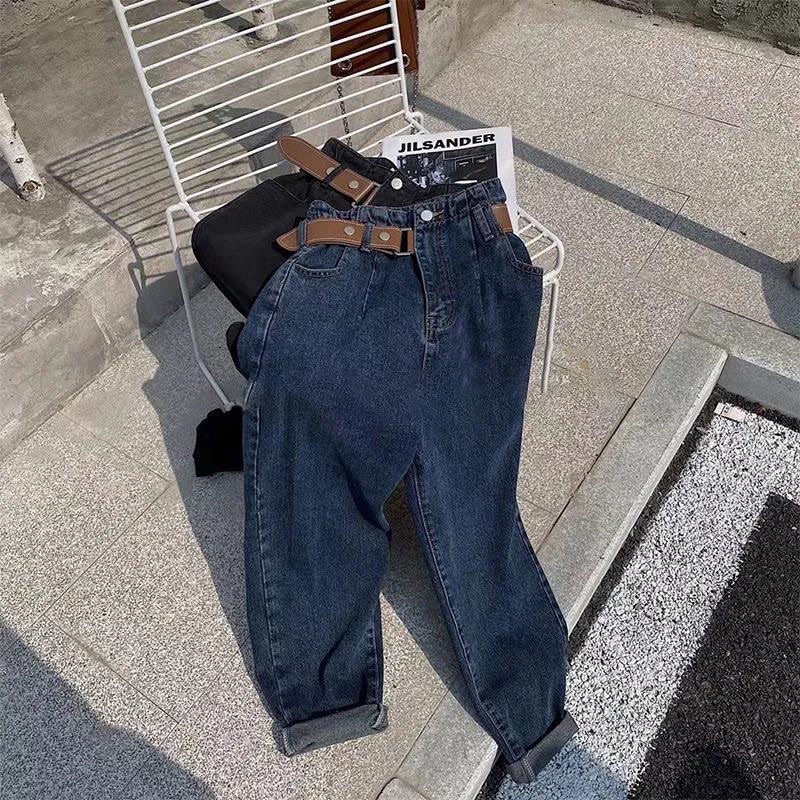 Quần Bò Baggy Trơn  Kèm Thắt Lưng Da Siêu Đẹp