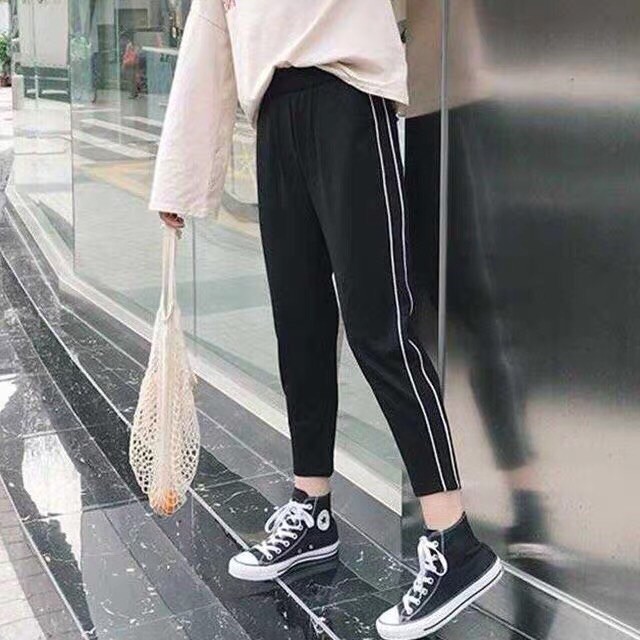 ❤️ GIÁ SỈ ❤️ QUẦN BAGGY 3 SỌC BASIC LƯNG THUN, QUẦN JOGGER DÀI ĐEN NỮ VẢI THUN XỊN