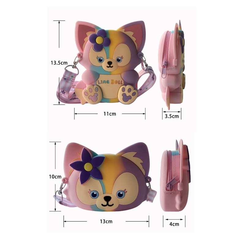 Disney LinaBell Silicone Túi đeo vai, Pop it Fidget Túi đeo chéo con kỳ lân, Push Bubble Ví tiền xu Đồ chơi