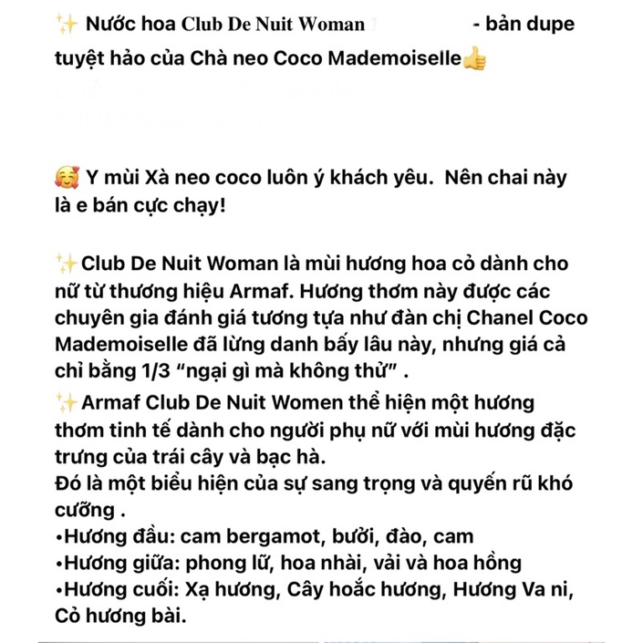CLUB DE NUIT • FOR HER • Eau de Parfum - 10ML Nước Hoa Chính Hãng