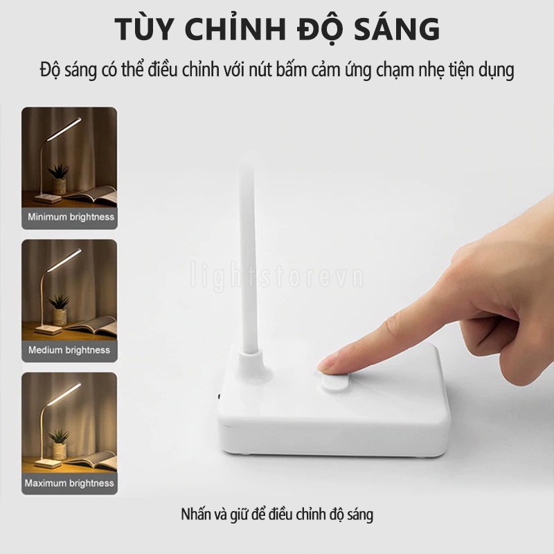 Đèn Bàn Học USB Cảm Ứng Di Động Cao Cấp – 03 Chế Độ Ánh Sáng Vàng Bảo Vệ Mắt Chống Cận