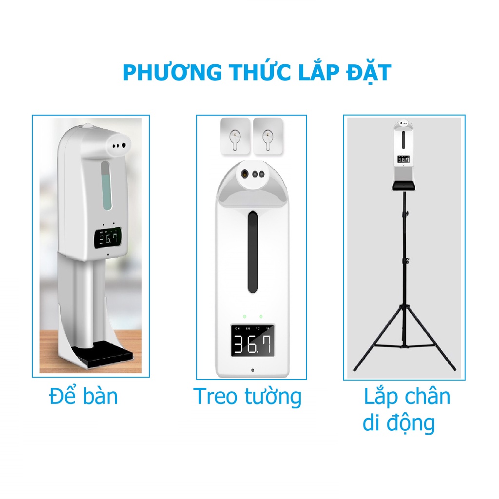 Máy đo thân nhiệt từ xa, tích hợp rửa tay tự động, k10 pro tiếng việt