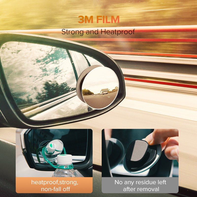 Gương chiếu hậu Ugreen kiểu gương cầu lồi 360° HD hình tròn chống điểm mù cho xe hơi