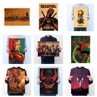 1 Tấm Áp Phích Dán Tường Họa Tiết The Avengers Iron Man Thanos Spider-Man Venom Marvel