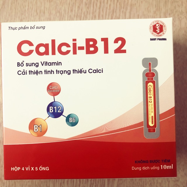 Calci B12 hộp 20 ống 10ml - Bổ sung vitamin - Cải thiện tình trạng thiếu calci