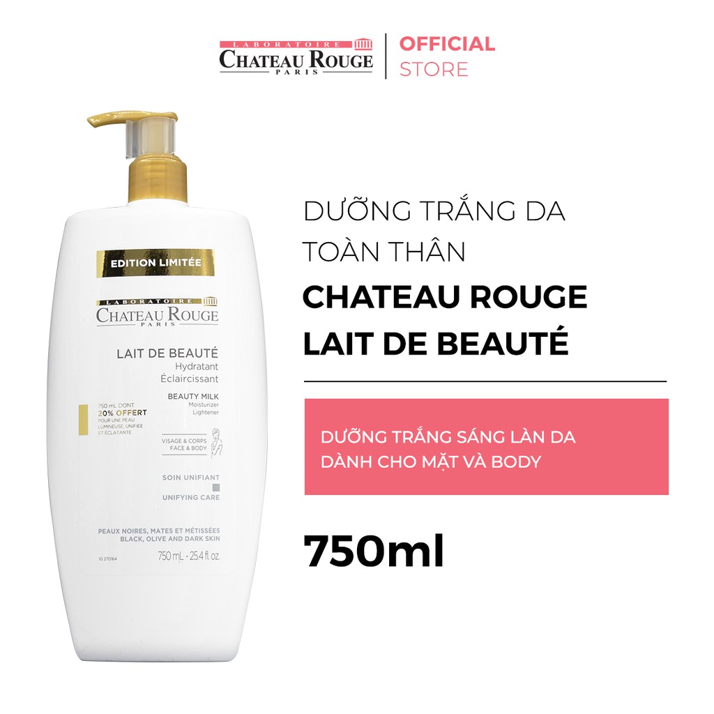[Mã FMCGM100 - 10% đơn 500K] DƯỠNG TRẮNG DA TOÀN THÂN CHATEAU ROUGE 750ML