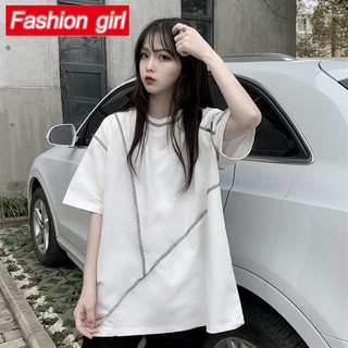 Áo Thun Tay Lỡ Dáng Rộng Phong Cách Harajuku Hàn Quốc
