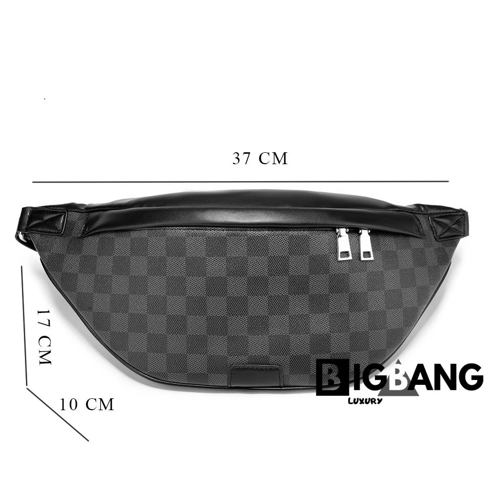 Túi đeo hông bao tử caro 4937 da mềm cao cấp phong cách Paris