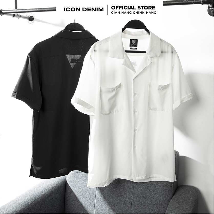 Áo Sơ Mi Nam ICON DENIM Tay Ngắn Cổ Vest Phối Lơ-Vê Relaxed-Fit | BigBuy360 - bigbuy360.vn