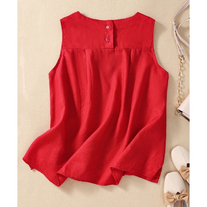 Áo đũi nữ sát nách thời trang nữ Moonlight phong cách sang trọng đơn giản chất liệu đũi xước A18