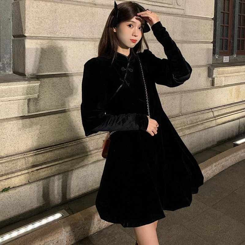 ZHELIHANGFEI Đầm Nữ Tay Dài Dáng Chữ A Thời Trang Quyến Rũ