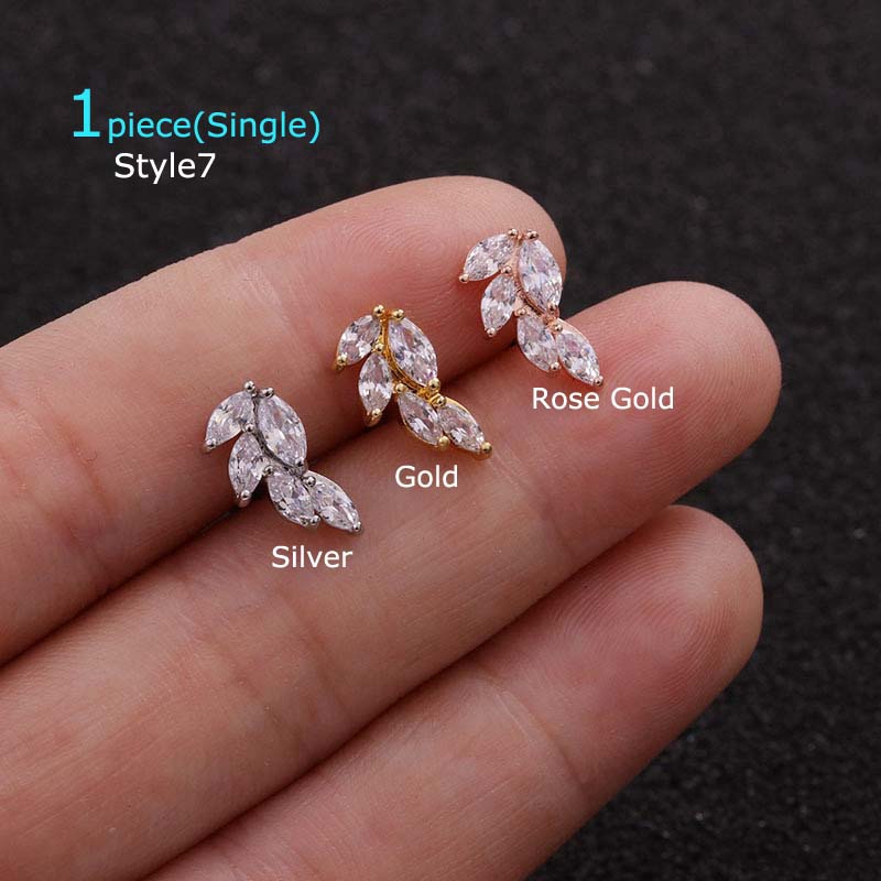 1 Khuyên Tai Bằng Thép Không Gỉ Đính Đá Zircon