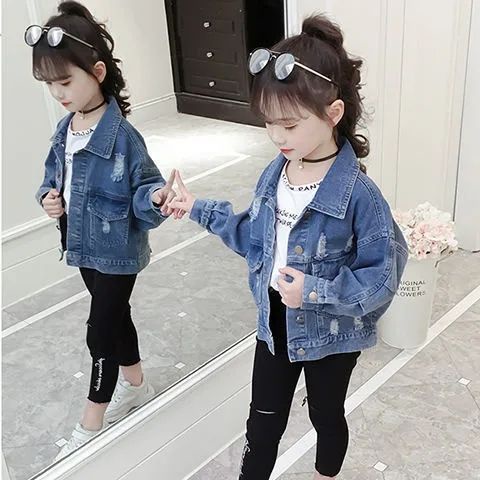 Áo Khoác Denim Thời Trang Mùa Xuân Hàn Quốc Mới 2021 Dành Cho Bé Gái