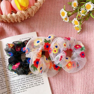 Cột Tóc Scrunchies Hoa-Voan lưới Mềm Mại