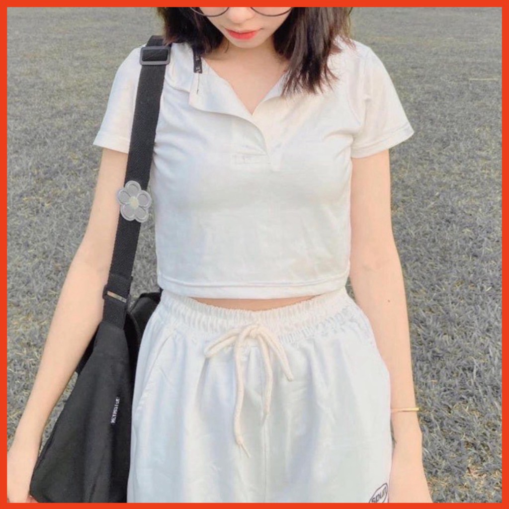 Áo croptop nữ tay ngắn dáng buông phong cách Hàn Quốc hot trend 2021 kèm hình thật