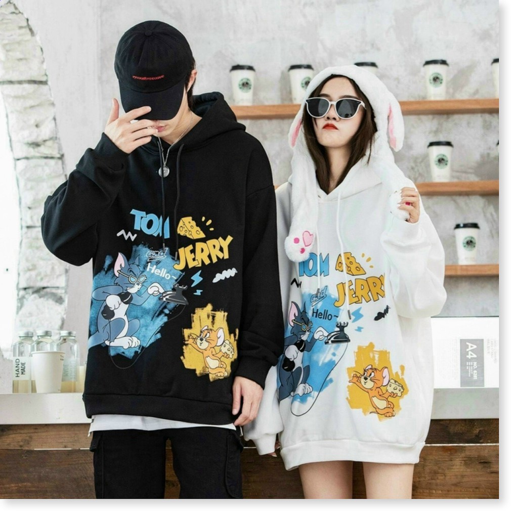 ÁO KHOÁC HOODIE NAM NỮ CẶP ĐÔI TOM VA JERY SIÊU CUTE