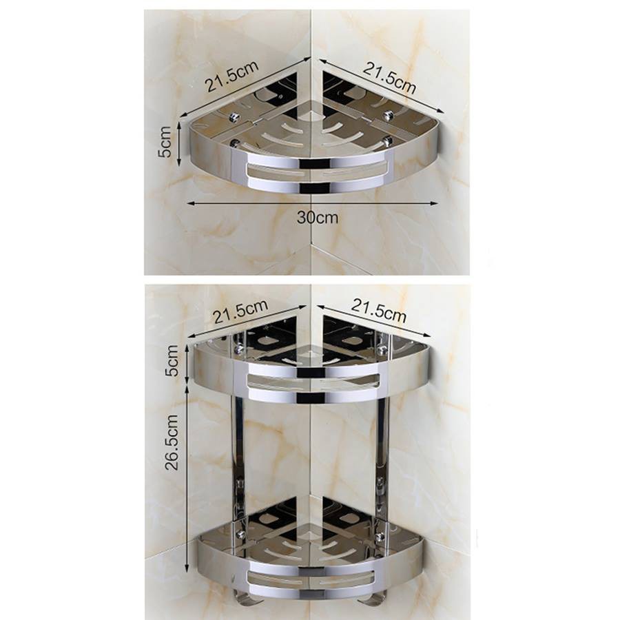 Kệ góc đôi phòng tắm để xà bông INOX 304 cao cấp